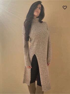 Turtleneck Long Top/Dress - Taupe